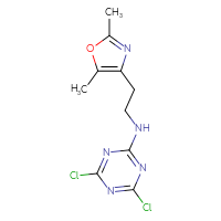 Chemical structure of 4,6-dichloro-N-[2-(2,5-dimethyl-1,3-oxazol-4-yl)ethyl]-1,3,5-triazin-2-amine - CSSB02177532321