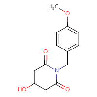 Chemical structure of 4-hydroxy-1-[(4-methoxyphenyl)methyl]piperidine-2,6-dione - CSSB20621663210
