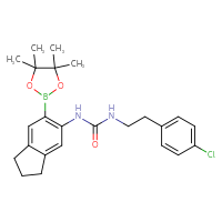 Chemical structure of 1-[2-(4-chlorophenyl)ethyl]-3-[6-(4,4,5,5-tetramethyl-1,3,2-dioxaborolan-2-yl)-2,3-dihydro-1H-inden-5-yl]urea - CSSB21332114561