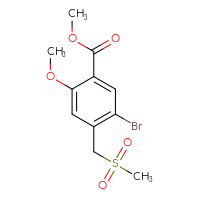 Chemical structure of methyl 5-bromo-4-(methanesulfonylmethyl)-2-methoxybenzoate - CSSB02008254292