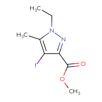 Chemical structure of methyl 1-ethyl-4-iodo-5-methyl-1H-pyrazole-3-carboxylate - CSSB02395442185