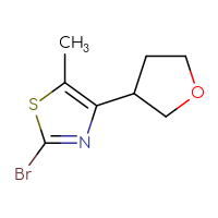 Chemical structure of 2-bromo-5-methyl-4-(oxolan-3-yl)-1,3-thiazole - CSSB00014630710