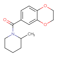 Chemical structure of 1-(2,3-dihydro-1,4-benzodioxine-6-carbonyl)-2-methylpiperidine - CSSB00046263569