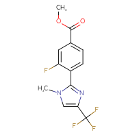 Chemical structure of methyl 3-fluoro-4-[1-methyl-4-(trifluoromethyl)-1H-imidazol-2-yl]benzoate - CSSB21253046499