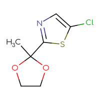Chemical structure of 5-chloro-2-(2-methyl-1,3-dioxolan-2-yl)-1,3-thiazole - CSSB20472046576