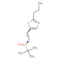 Chemical structure of (R)-2-methyl-N-[(2-propyl-1,3-thiazol-5-yl)methylidene]propane-2-sulfinamide - CSSB02140556933