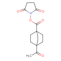Chemical structure of 2,5-dioxopyrrolidin-1-yl 4-acetylbicyclo[2.2.2]octane-1-carboxylate - CSSB20269749019