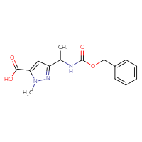 Chemical structure of 3-(1-{[(benzyloxy)carbonyl]amino}ethyl)-1-methyl-1H-pyrazole-5-carboxylic acid - CSSB00137574601