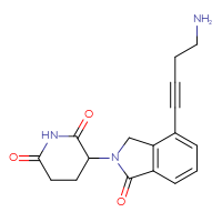 Chemical structure of 3-[4-(4-aminobut-1-yn-1-yl)-1-oxo-2,3-dihydro-1H-isoindol-2-yl]piperidine-2,6-dione - CSSB14863685885
