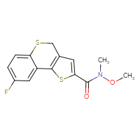 Chemical structure of 8-fluoro-N-methoxy-N-methyl-4H-thieno[3,2-c]thiochromene-2-carboxamide - CSSB07027023427