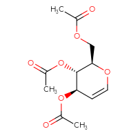 Chemical structure of [(2R,3S,4R)-3,4-bis(acetyloxy)-3,4-dihydro-2H-pyran-2-yl]methyl acetate - CSSB00016300214