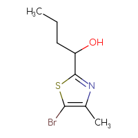 Chemical structure of 1-(5-bromo-4-methyl-1,3-thiazol-2-yl)butan-1-ol - CSSB00116408210