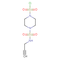 Chemical structure of 4-[(prop-2-yn-1-yl)sulfamoyl]piperazine-1-sulfonyl chloride - CSSB21224764365