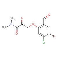 Chemical structure of 3-(4-bromo-5-chloro-2-formylphenoxy)-N,N-dimethyl-2-oxopropanamide - CSSB21332865993