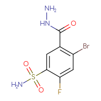 Chemical structure of 4-bromo-2-fluoro-5-(hydrazinecarbonyl)benzene-1-sulfonamide - CSSB21151597598