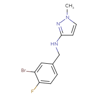 Chemical structure of N-[(3-bromo-4-fluorophenyl)methyl]-1-methyl-1H-pyrazol-3-amine - CSSB00000374580
