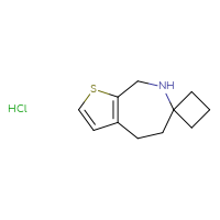 Chemical structure of 4',5',7',8'-tetrahydrospiro[cyclobutane-1,6'-thieno[2,3-c]azepine] hydrochloride - CSSB14828291044