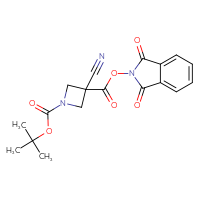 Chemical structure of 1-tert-butyl 3-(1,3-dioxo-2,3-dihydro-1H-isoindol-2-yl) 3-cyanoazetidine-1,3-dicarboxylate - CSSB06258928447