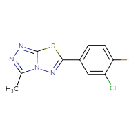 Chemical structure of 6-(3-chloro-4-fluorophenyl)-3-methyl-[1,2,4]triazolo[3,4-b][1,3,4]thiadiazole - CSSB00121603960