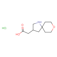 Chemical structure of 2-{8-oxa-1-azaspiro[4.5]decan-3-yl}acetic acid hydrochloride - CSSS00138530273