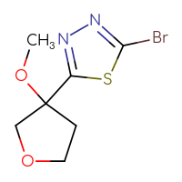 Chemical structure of 2-bromo-5-(3-methoxyoxolan-3-yl)-1,3,4-thiadiazole - CSSB00015748910