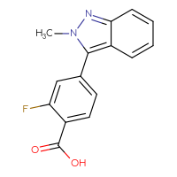 Chemical structure of 2-fluoro-4-(2-methyl-2H-indazol-3-yl)benzoic acid - CSSB02235152123