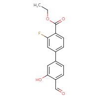 Chemical structure of ethyl 3-fluoro-4'-formyl-3'-hydroxy-[1,1'-biphenyl]-4-carboxylate - CSSB00150704232