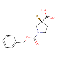 Chemical structure of (3S)-1-[(benzyloxy)carbonyl]-3-fluoropyrrolidine-3-carboxylic acid - CSSB02125630772