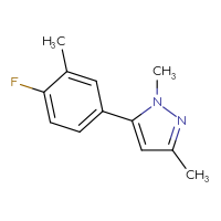 Chemical structure of 5-(4-fluoro-3-methylphenyl)-1,3-dimethyl-1H-pyrazole - CSSB00043731423