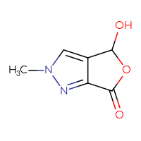 Chemical structure of 4-hydroxy-2-methyl-2H,4H,6H-furo[3,4-c]pyrazol-6-one - CSSB21224765557