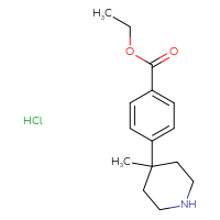Chemical structure of ethyl 4-(4-methylpiperidin-4-yl)benzoate hydrochloride - CSSB21043403205
