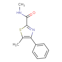 Chemical structure of N,5-dimethyl-4-phenyl-1,3-thiazole-2-carboxamide - CSSB15027971297