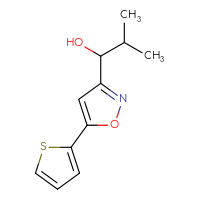 Chemical structure of 2-methyl-1-[5-(thiophen-2-yl)-1,2-oxazol-3-yl]propan-1-ol - CSSB21246453265