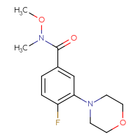 Chemical structure of 4-fluoro-N-methoxy-N-methyl-3-(morpholin-4-yl)benzamide - CSSB21151592452