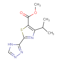 Chemical structure of methyl 4-(propan-2-yl)-2-(4H-1,2,4-triazol-3-yl)-1,3-thiazole-5-carboxylate - CSSB15040483817