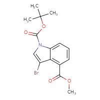 Chemical structure of 1-tert-butyl 4-methyl 3-bromo-1H-indole-1,4-dicarboxylate - CSSB00020683062