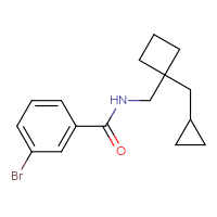 Chemical structure of 3-bromo-N-{[1-(cyclopropylmethyl)cyclobutyl]methyl}benzamide - CSSB02224181810