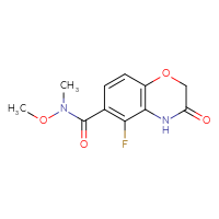 Chemical structure of 5-fluoro-N-methoxy-N-methyl-3-oxo-3,4-dihydro-2H-1,4-benzoxazine-6-carboxamide - CSSB15046472004