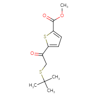 Chemical structure of methyl 5-[2-(tert-butylsulfanyl)acetyl]thiophene-2-carboxylate - CSSB21246277910