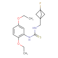 Chemical structure of 1-(2,5-diethoxyphenyl)-3-({3-fluorobicyclo[1.1.1]pentan-1-yl}methyl)thiourea - CSSB21432518572