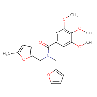 Chemical structure of N-[(furan-2-yl)methyl]-3,4,5-trimethoxy-N-[(5-methylfuran-2-yl)methyl]benzamide - CSSB00027510357