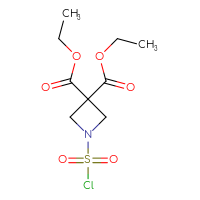 Chemical structure of 3,3-diethyl 1-(chlorosulfonyl)azetidine-3,3-dicarboxylate - CSSB21224764584