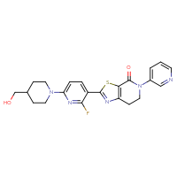 Chemical structure of 2-{2-fluoro-6-[4-(hydroxymethyl)piperidin-1-yl]pyridin-3-yl}-5-(pyridin-3-yl)-4H,5H,6H,7H-[1,3]thiazolo[5,4-c]pyridin-4-one - CSSB20465147262