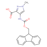 Chemical structure of 4-({[(9H-fluoren-9-yl)methoxy]carbonyl}amino)-1-methyl-1H-pyrazole-3-carboxylic acid - CSSB00103149408