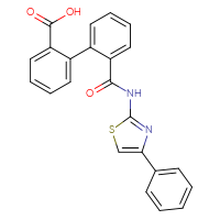 Chemical structure of 2'-[(4-phenyl-1,3-thiazol-2-yl)carbamoyl]-[1,1'-biphenyl]-2-carboxylic acid - CSSB00028082715