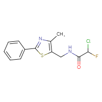 Chemical structure of 2-chloro-2-fluoro-N-[(4-methyl-2-phenyl-1,3-thiazol-5-yl)methyl]acetamide - CSSB21332069819