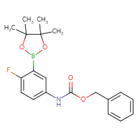Chemical structure of benzyl N-[4-fluoro-3-(4,4,5,5-tetramethyl-1,3,2-dioxaborolan-2-yl)phenyl]carbamate - CSSB00135402923