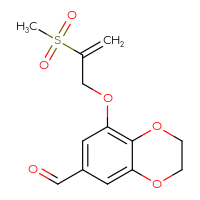 Chemical structure of 8-[(2-methanesulfonylprop-2-en-1-yl)oxy]-2,3-dihydro-1,4-benzodioxine-6-carbaldehyde - CSSB21332854351