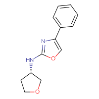 Chemical structure of N-[(3S)-oxolan-3-yl]-4-phenyl-1,3-oxazol-2-amine - CSSB15035854305