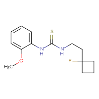 Chemical structure of 3-[2-(1-fluorocyclobutyl)ethyl]-1-(2-methoxyphenyl)thiourea - CSSB02017796328